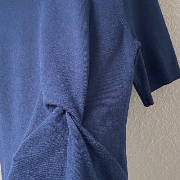 Banana Republic, Dark Blue Midi Dress, with Waist Scrunch Accent, Size L - Picture 3 of 5